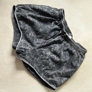 Black acid-washed denim shorts